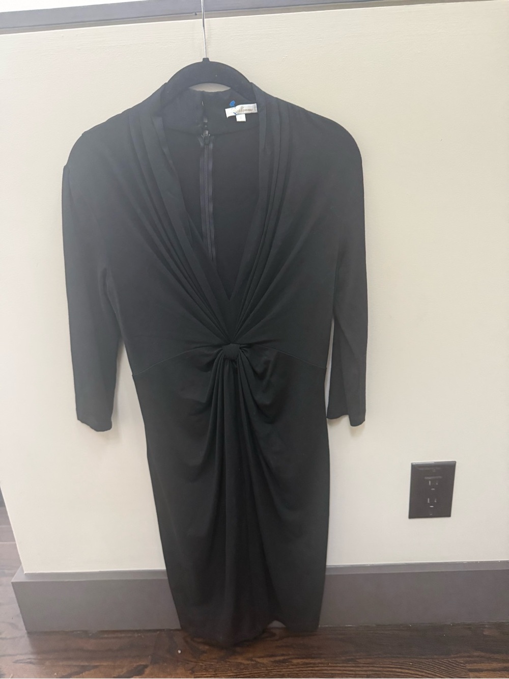 Shoshanna Black Twist-Knot Sheath Dress - Long Sleeve
